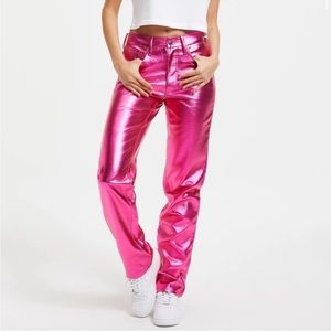 GOOD ICON METALLIC FAUX LEATHER PANTS